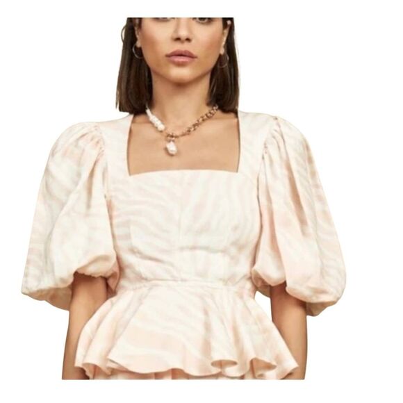 NWT Hunter Bell Conway Peplum pink print blouse sz 2 - Picture 1 of 6